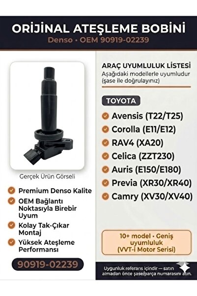 DENSO Toyota Orijinal Bobin Corolla, Avensis 1.4 1.6 90919-02239