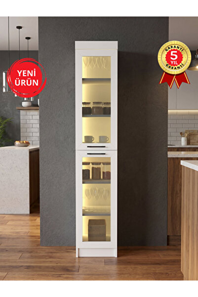 dorpek Temperli Cam Kapaklı Led Işıklı Kahve Köşesi, Kiler Dolabı Çok Amaçlı ...