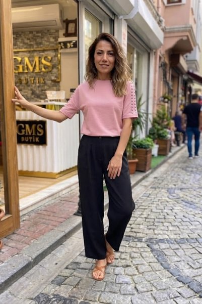 QBZ BLUZ METALİK TAŞLI OVERSİZE