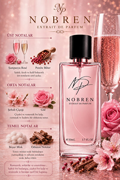 NOBREN Kadın Parfümü 50 ml – 212 VIP Rose Tarzı, Çiçeksi ve Kalıcı Koku