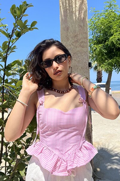 SeninOlsun Pembe Fırfırlı Korse Büstiyer