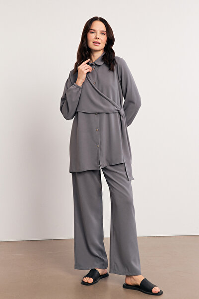 VAVİNOR Perla Tunic Pants Set - Gray