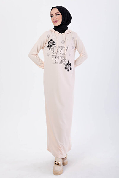 TOFİSA 13099-Bej Printed Hooded Sports Suit