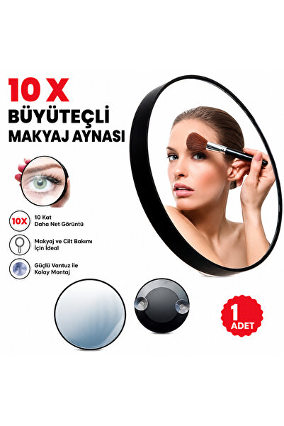 Genel Markalar Büyüteçli Vantuzlu Çukur 10X Makyaj Aynası Pratik Kullanım