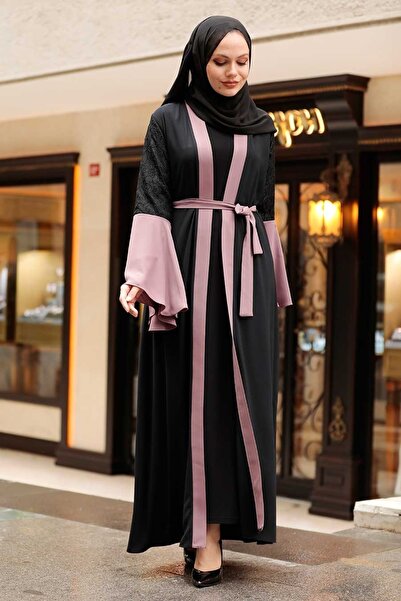 Neva Style عباءة تيزيستي روز تيستي بتفاصيل الأكمام 55510GK
