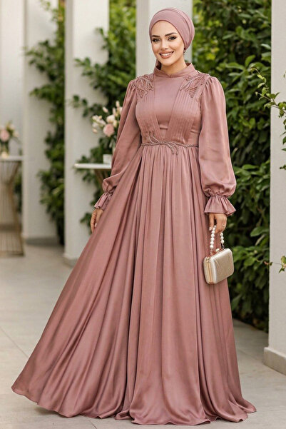 Neva Style Balloon Sleeve Tile Hijab Evening Dress 21910Krmt