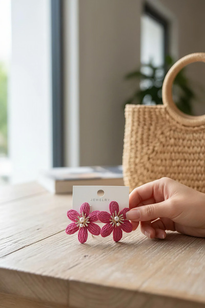 LYRA Bags & Accessories مجموعة LYRA Blossom Pink Straw Flower Model Daily من ...