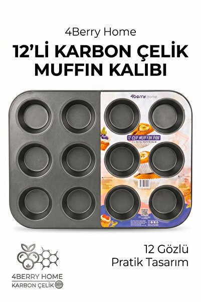 4 Berry Yanmaz Yapışmaz 12'li Muffin Kek Kalıbı