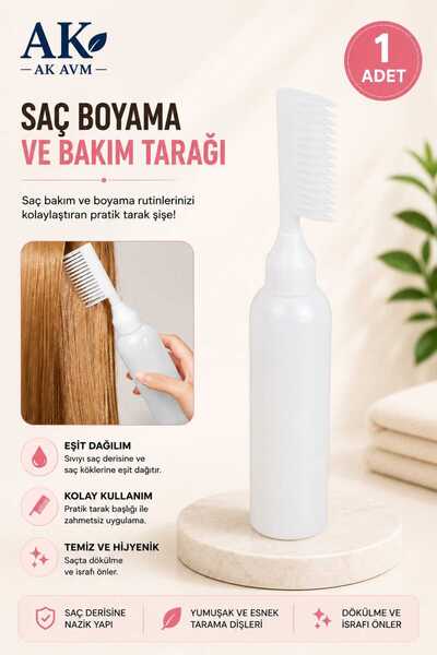 Ak Avm Taraklı Saç Boyama Şişesi Bakım Kremi Yağı ve Şampuan Uygulama Şişesi