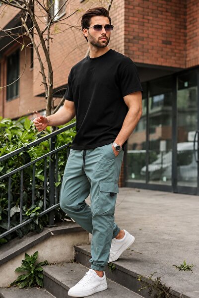 Madmext Pantaloni de jogger pentru bărbați cu buzunar cargo verde 5461