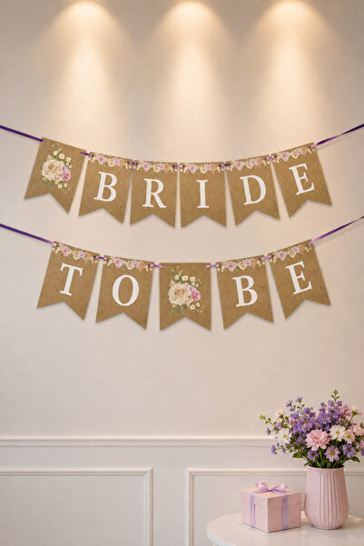 Baloncu Dede Çiçek Desenli Bride To Be Yazılı Banner Kadın Bekarlığa Veda Gel...