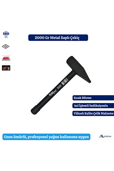 Sait Demirci Metal Saplı Çekiç 2000 Gr Dövme Çelik Profesyonel Ergonomik Tami...