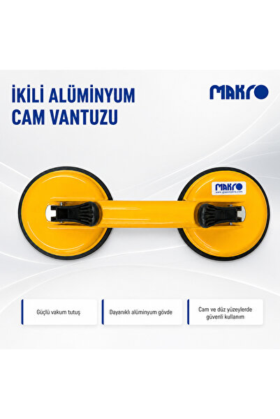GLASSMAKRO Alüminyum İkili Cam Taşıma Vantuzu 80 Kg