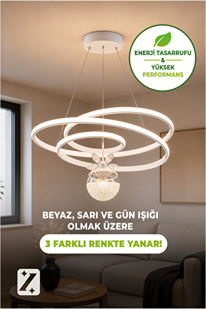 Zeda Teknoloji Büyük Kaos LED Sarkıt Avize - Aydınlatma 3 Renk Modu (Sarı Işı...
