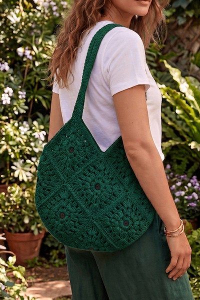 Rose espirit Boho-Love Kalp El Örgüsü Çanta