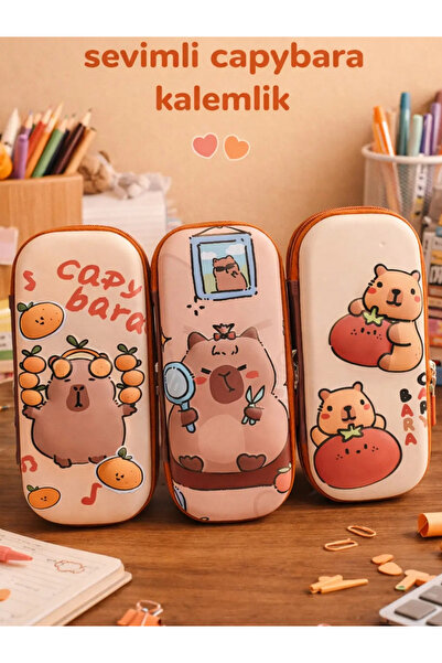 ÖZ OFİS Capybara 3D Kabartmalı Organizerli Kalem Kutusu - Çok Bölümlü - Çift ...