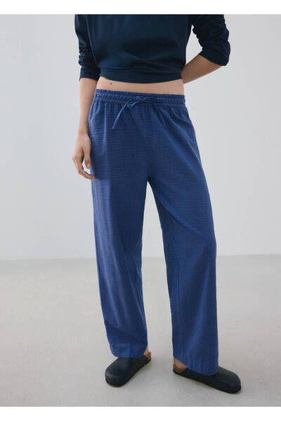 MANGO Woman Gofre kumaş çizgili iki parça pijama takımı