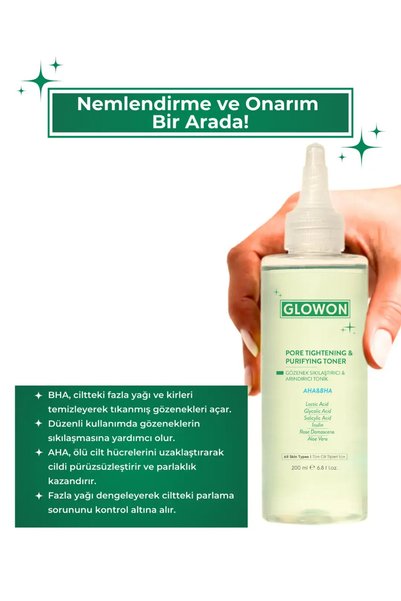 GLOWON Daily Skin Cleansing Double Set Containing Facial Cleansing Gel and Tonic - Pore Tightening