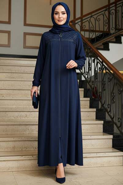 N.S NEVA STYLE Ferace cu fermoar, albastru închis, stil hijab 45313L