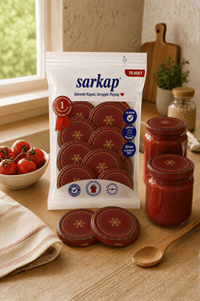 Sarkap Hijyenik Paketli 10 Adet Kavanoz Kapağı – Wishes Bordo – 82 mm