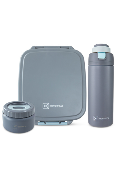 Hydrobrew Mega Flex Bento Lunch Box 1864ml w/ SipSwitch Insulated Water Bottl...