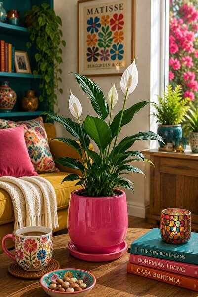 Evdek Tabaklı Armut Pembe Çömlek Saksı 15x15 Cm