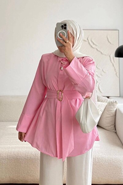HİFADEN Women's Belted Gold Buckle Modern Cut Stylish Comfortable Long Sleeve...