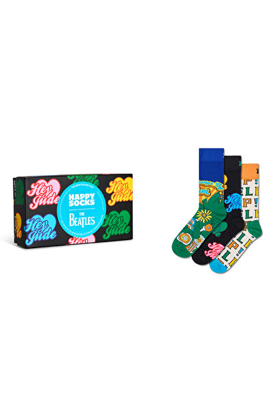 Derimod Happy Socks Men's Multi-Colored Patterned Cotton 3-Piece Sock Set P00...