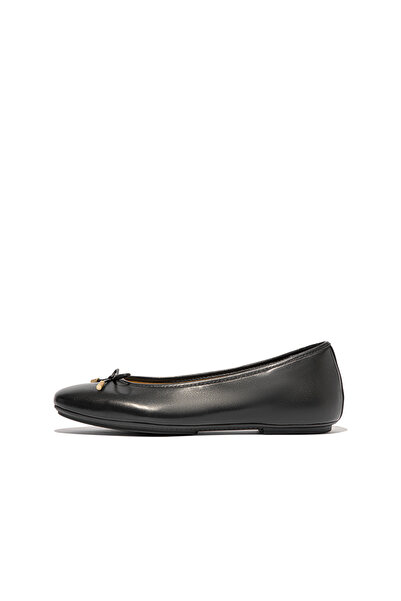 Fitflop Kadın / Kız Babet HX8-001 DELICATO Bow Soft Leather Ballet Flats BLACK