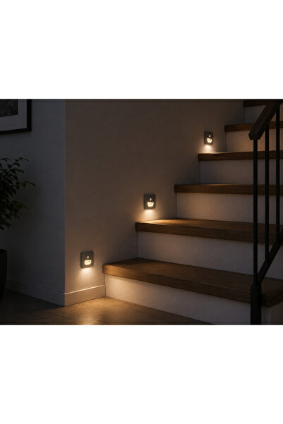 Noas Sensörlü LED Koridor Armatürü 1W 20 Lümen Hareket Sensörlü Füme Kasa Gün...