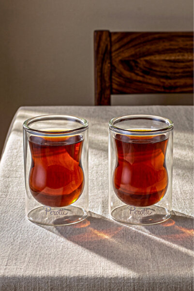Perotti Set of 2 Heat Resistant Double Walled Glass Tea Cup 140 ml