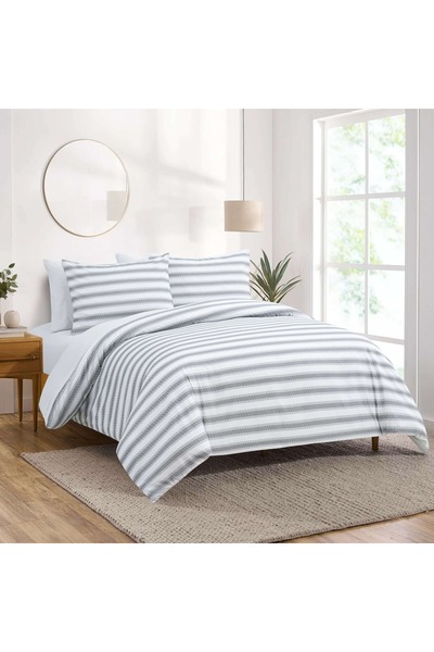 Orange Bed & Bath COMFORTER LIGHT GRAY STRIPE | طقم لحاف مزدوج 5 قطع