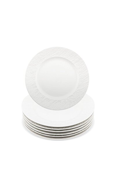 Zass Set farfurii ceramice cu textură de piatră - 6 piese ZG-DS 01 Alb