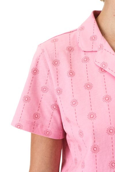 Penti Women Pink Stardust Short Sleeve Shirt Shorts Pink Set