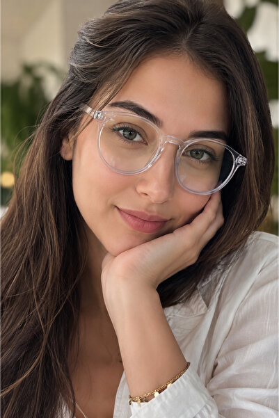 By Donetto Unisex Bone Transparent Blue Light Protection Screen Glasses (Comp...