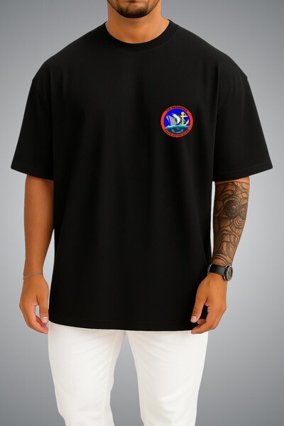 Bahriyeli Collection Oversize Tcg İskenderun Logo Pocket Printed Unisex T-Shirt