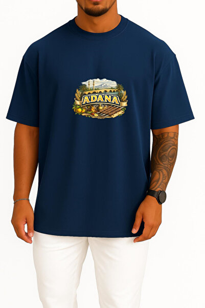 Bahriyeli Collection Oversize Adana Chest Printed Unisex T-Shirt