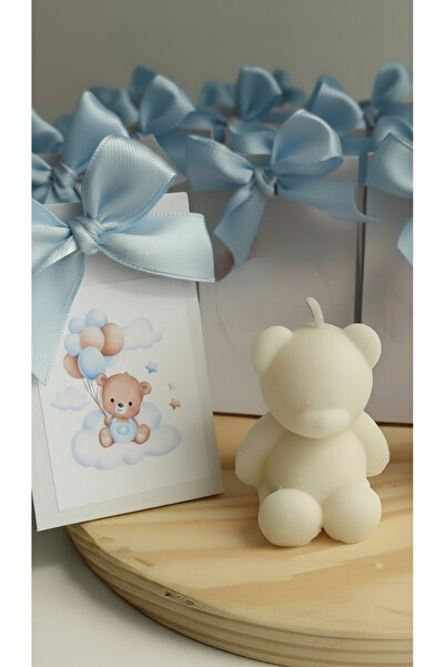 Invitatii Originale Marturii botez LUMANARE URSULET - set 10 buc