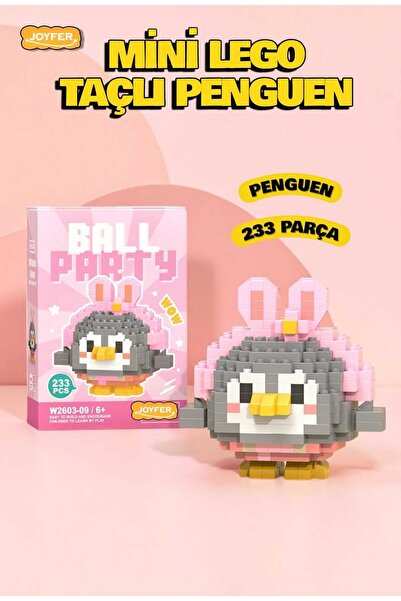 Joyfer 233 Parça Taçlı Penguen Model Karakter Figürü 3D Yapı Oyuncakları Mikr...