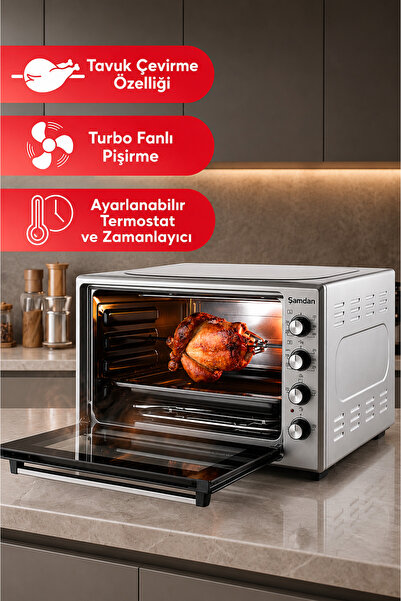 Şamdan 70 Lt. Tavuk Çevirme Özellikli Turbo Mini/Midi Fırın