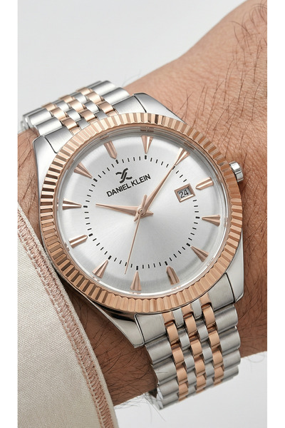 Daniel Klein Premium Silver and Rose Gold Stainless Steel Watch for Men DK.1....