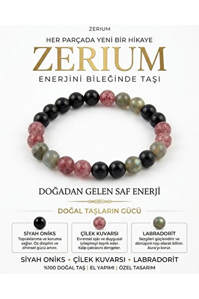 ZERİUM سوار من حجر اللابرادوريت والأونيكس للشفاء والحماية من الأحجار الطبيعية