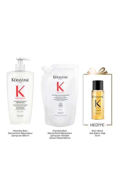 Kerastase Première Bain Décalcifiant Réparateur Refill Şampuan Seti Bain Déca...