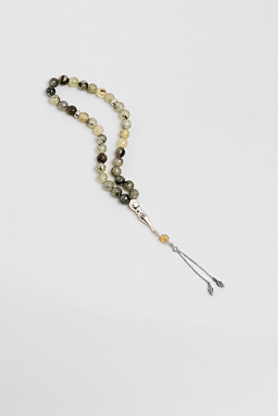 So CHIC... 23 cm Silver Prayer Beads with Natural Prehnite Stone