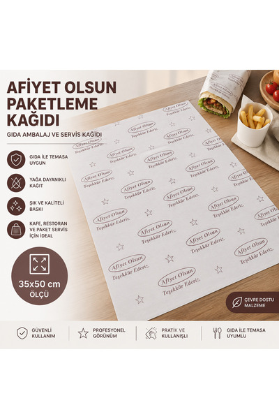 Afiyet Olsun Yazılı Paketleme Kağıdı 35 X 50 Cm 1 Kg.