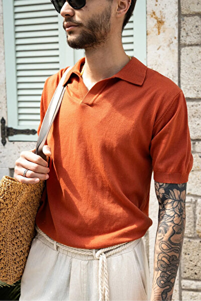 no7man Alten Peach Polo Collar 100% Cotton Knitwear Men's Tshirt