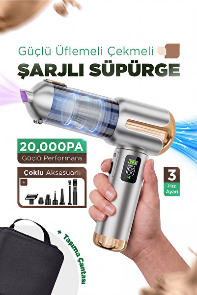 EN SİGA Şarjlı Kablosuz Süpürge 100W Güçlü Vakum Üfleme Şişirme Fonksiyonlu L...