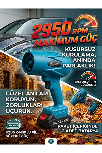 Doğan Tekno BN 5 ŞARJLI TURBO HAVA ÜFLEYİCİ YAPRAK ÜFLEME, ARABA ,CAM VE SU L...