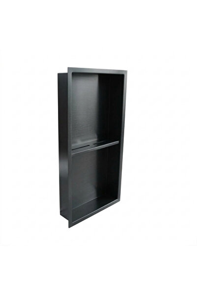 Banyo Niş Raflı Antrasit 60cmx30cmx8cm Paslanmaz Çelik
