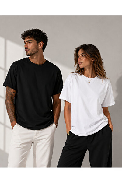 Clothify Large Size 2-Pack Basic Unprinted Oversize 100% Cotton T-Shirt